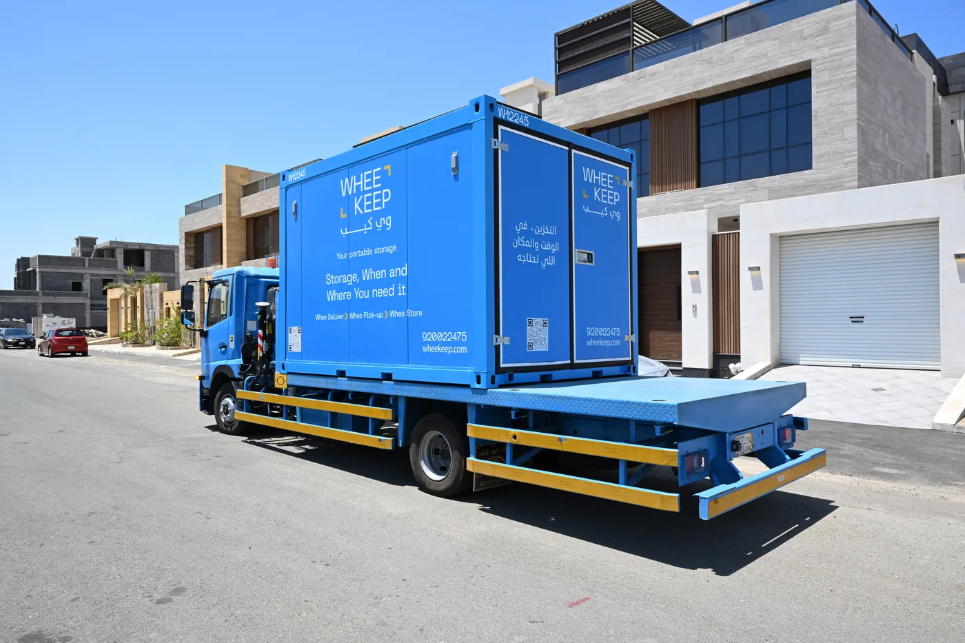 WheeKeep storage unit delivered by truck to a residential address